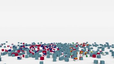 Fiji bayrağı yavaş çekimde 3d küplerden oluşturuldu