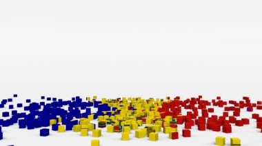 Moldova bayrağı yavaş çekimde 3d küpten oluşturuldu