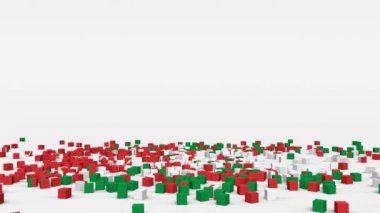 Umman bayrağı yavaş çekimde 3D küplerden yaratıldı