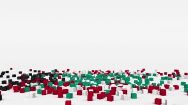 Flag of Kuwait created from 3d cubes in slow motion