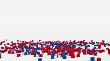 Kuzey Kore bayrağı yavaş çekimde 3 boyutlu küplerden yaratıldı