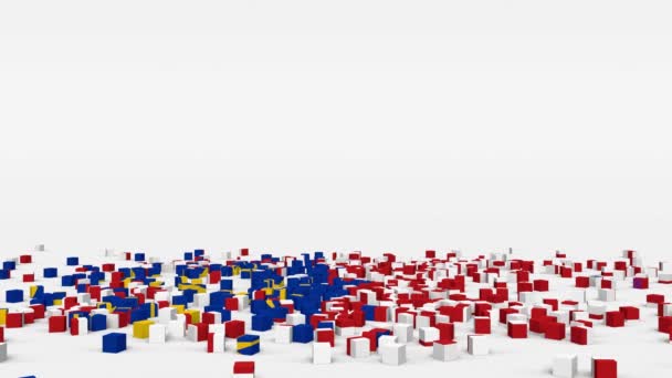 Flag Malaysia Created Cubes Slow Motion — Video
