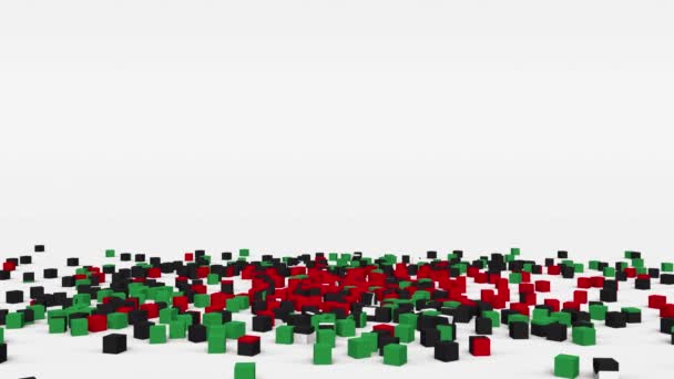 Flag Libya Created Cubes Slow Motion — стокове відео