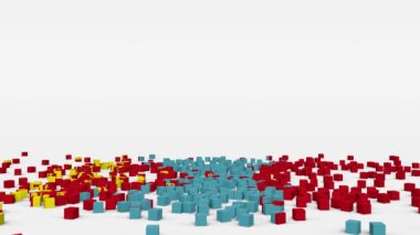 Moğolistan bayrağı yavaş çekimde üç boyutlu küplerden yaratıldı