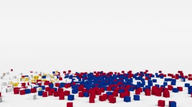 Filipinler bayrağı yavaş çekimde 3D küplerden oluşturuldu