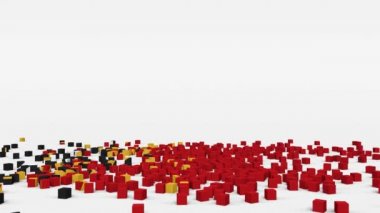 Timor-Leste bayrağı yavaş çekimde 3d küplerden oluşturuldu