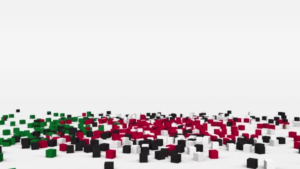 苏丹国旗由3D立方体慢动作制成 — 图库视频影像