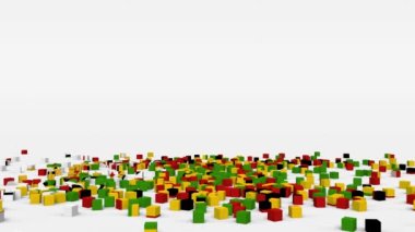 Flag of Zimbabwe created from 3d cubes in slow motion