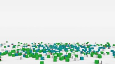 Özbekistan bayrağı yavaş çekimde 3d küplerden oluşturuldu