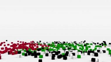 BAE bayrağı yavaş çekimde 3d küplerden oluşturuldu