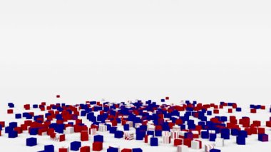 Kamboçya bayrağı yavaş çekimde 3 boyutlu küplerden oluşturuldu