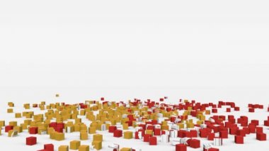 Bhutan bayrağı yavaş çekimde 3D küplerden oluşturuldu