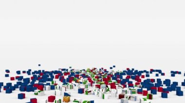 Flag of Belize created from 3d cubes in slow motion