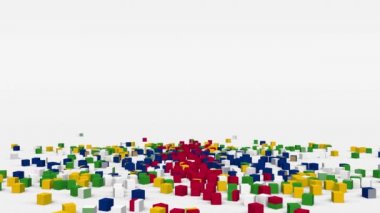 Orta Afrika Cumhuriyeti bayrağı yavaş çekimde 3 boyutlu küplerden yaratıldı