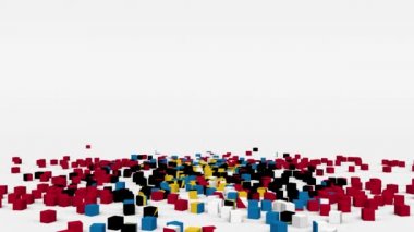 Flag of Antigua and Barbuda created from 3d cubes in slow motion