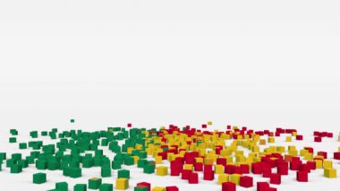 Benin bayrağı yavaş çekimde 3D küplerden oluşturuldu