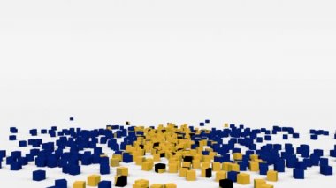 Yavaş çekimde 3D küplerden oluşturulan Barbados bayrağı