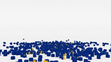 Flag of European Union created from 3d cubes in slow motion