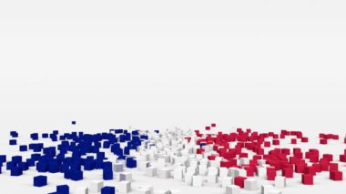 Flag of France created from 3d cubes in slow motion