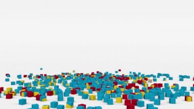 Demokratik Kongo Cumhuriyeti bayrağı yavaş çekimde 3 boyutlu küplerden oluşturuldu