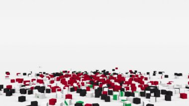 Irak bayrağı yavaş çekimde 3D küplerden oluşturuldu