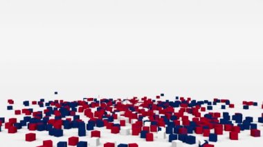 Laos bayrağı yavaş çekimde 3d küplerden oluşturuldu