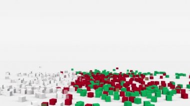 Madagaskar bayrağı yavaş çekimde 3 boyutlu küplerden yaratıldı