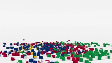 Namibya bayrağı yavaş çekimde 3d küplerden oluşturuldu
