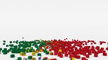 Portekiz bayrağı yavaş çekimde 3D küplerden oluşturuldu