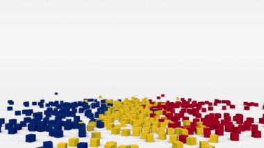 Romanya bayrağı yavaş çekimde 3d küpten yaratıldı