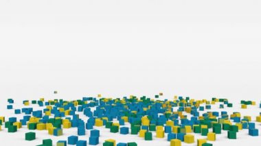 Ruanda bayrağı yavaş çekimde 3d küpten yaratıldı