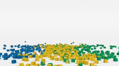 Saint Vincent ve Grenadine bayrağı yavaş çekimde 3 boyutlu küplerden yaratıldı.