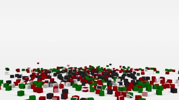 Флаг Кении Создан Трехмерных Кубиков Замедленной Съемке — стоковое видео