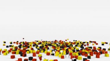 Uganda bayrağı yavaş çekimde 3 boyutlu küplerden oluşturuldu