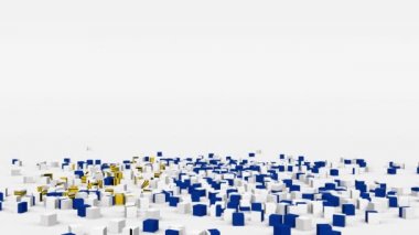 Uruguay bayrağı yavaş çekimde 3d küpten oluşturuldu