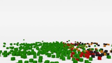 Zambiya bayrağı yavaş çekimde 3d küplerden oluşturuldu