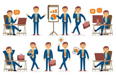 Düz Tasarım Biçimli İşadamı Meslek Karakteri