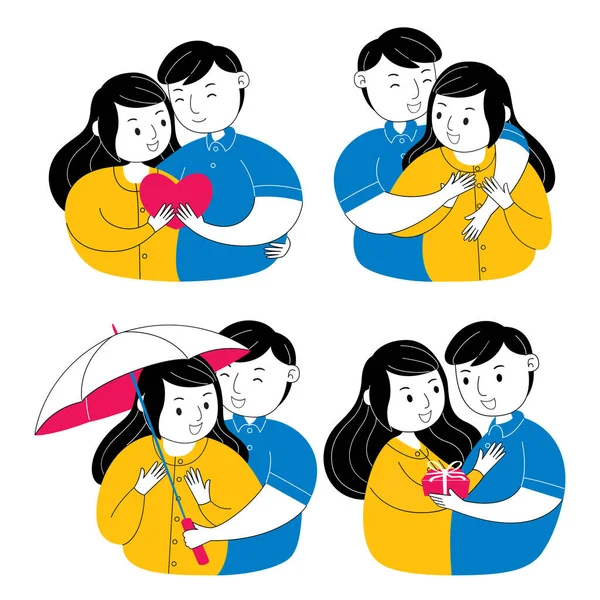 Pack Vectoriel Saint Valentin Couple — Image vectorielle