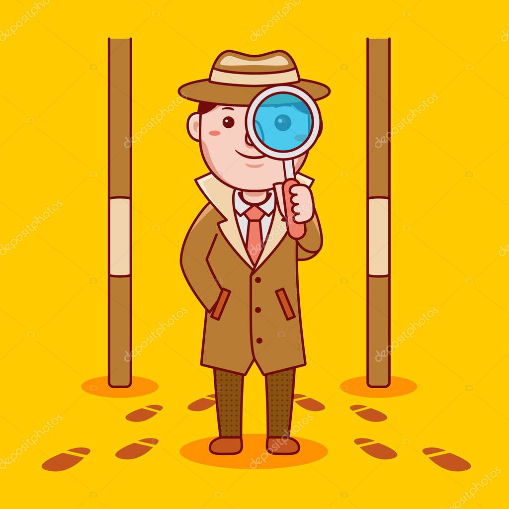Detective Profession in Flat Design Style