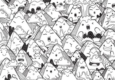 Dağ karalaması düz tasarım tarzında