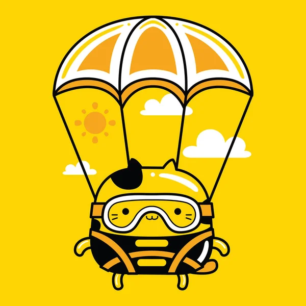 Şirin kediler paraşütle inen karakter maskotu.