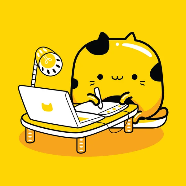 Şirin kedi çizer karakter maskotu