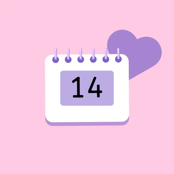 14 Şubat 'ta. Takvimdeki tarih trend rengi çok peri