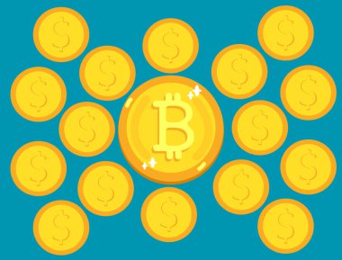 Bitcoin konsept değişimi Kripto para ve madencilik vektör illüstrasyonu