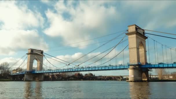 Timelapse Transport Urbain Sur Port Anglais Pont Vue Côté Seine — Video