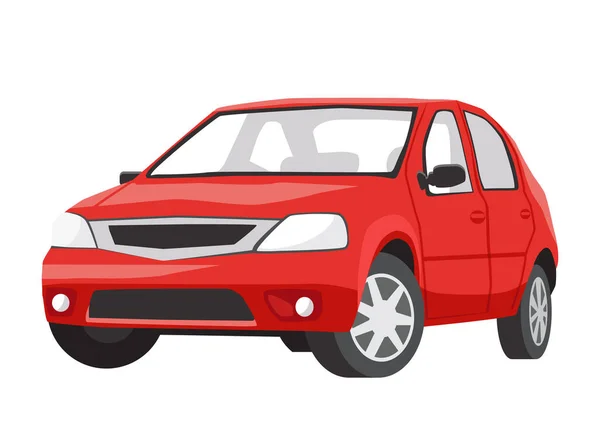 Une Voiture Rouge Sur Fond Blanc Illustration Style Plat — Photo