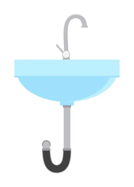 Waschbecken Mit Wasserhahn Zeichentrickvektorillustration Isoliert Auf Weißem Hintergrund — Stockvektor