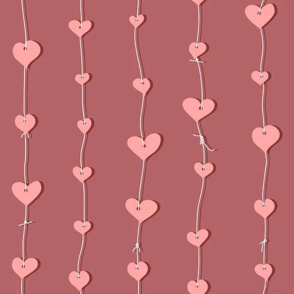 Απρόσκοπτη Μοτίβο Γιρλάντες Καρδιών Κλωστές Στοιχεία Σχεδιασμού Για Μια Κάρτα — Διανυσματικό Αρχείο
