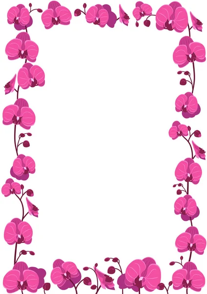 Прямокутна Рамка Орхідеями Квітковий Ботанічний Фон Шаблон Листівки Запрошення Або — стоковий вектор