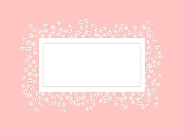 Прямокутна Рамка Дрібними Білими Квітами Квітковий Ботанічний Фон Шаблон Листівки — стоковий вектор